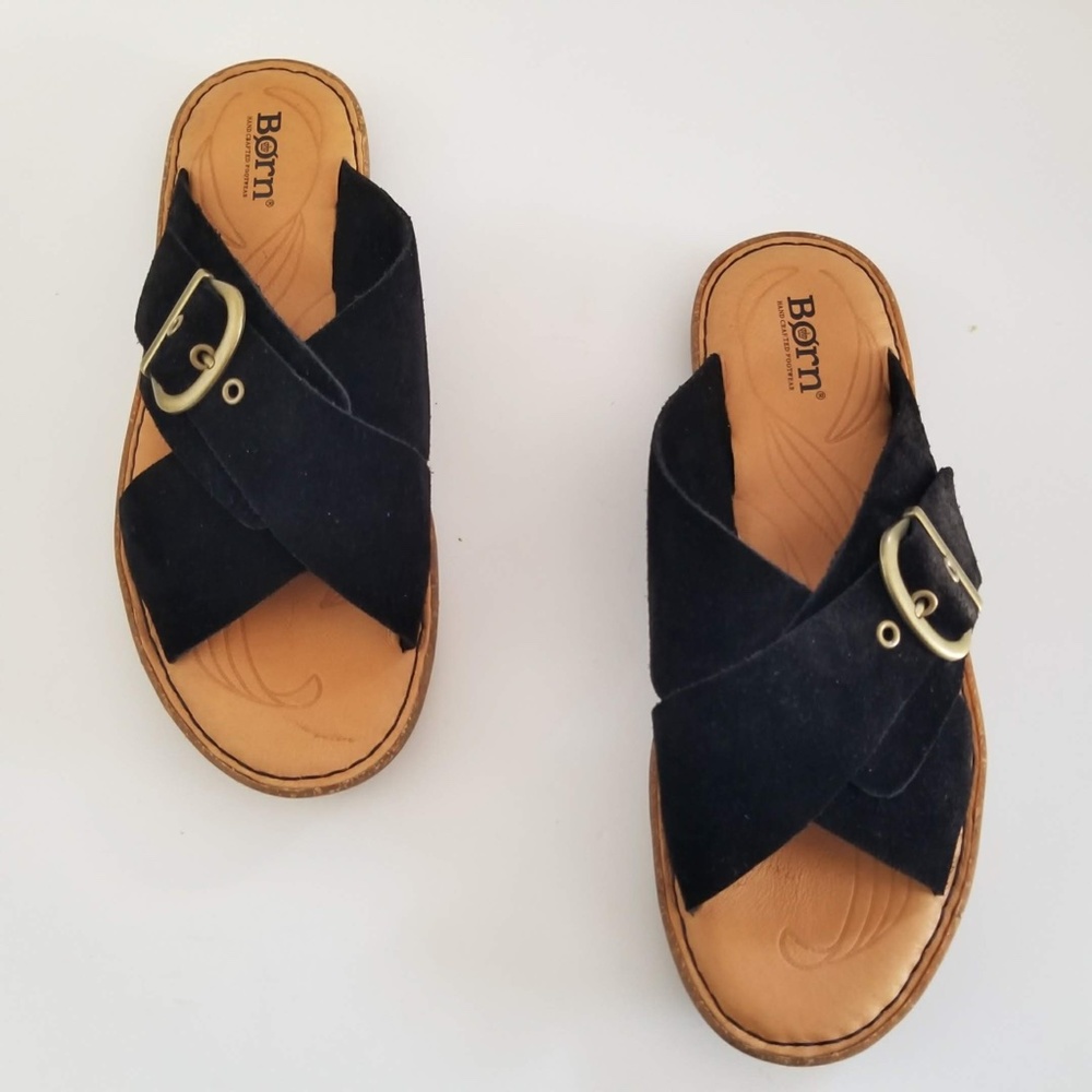 Born Black and Tan Sandals